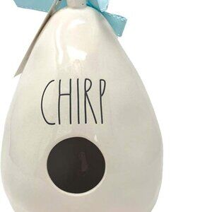 Rae Dunn Birdhouse Pear Chirp with Bird On The Back, Off White/Black